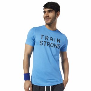 Reebok Graphic Series Train Strong T Shirt Herren - Blau - DE 962-DNT